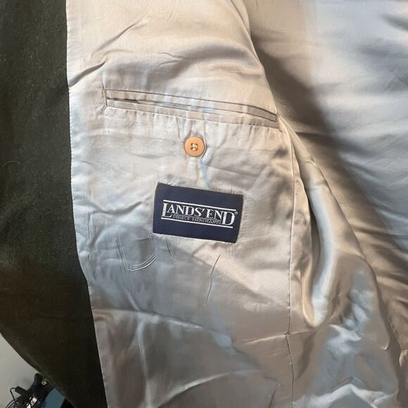 Vintage Lands’ End 46L Tiroler Loden Wool Sport Coat Made in USA Olive Green - Picture 4 of 11